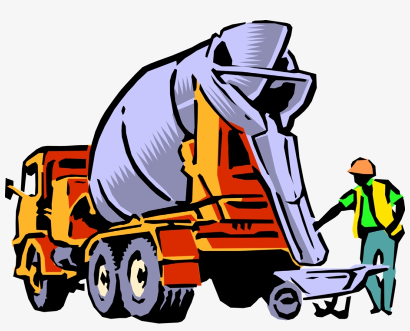 Vector Illustration Of Construction Industry Heavy - Cement Truck Clip Art, transparent png