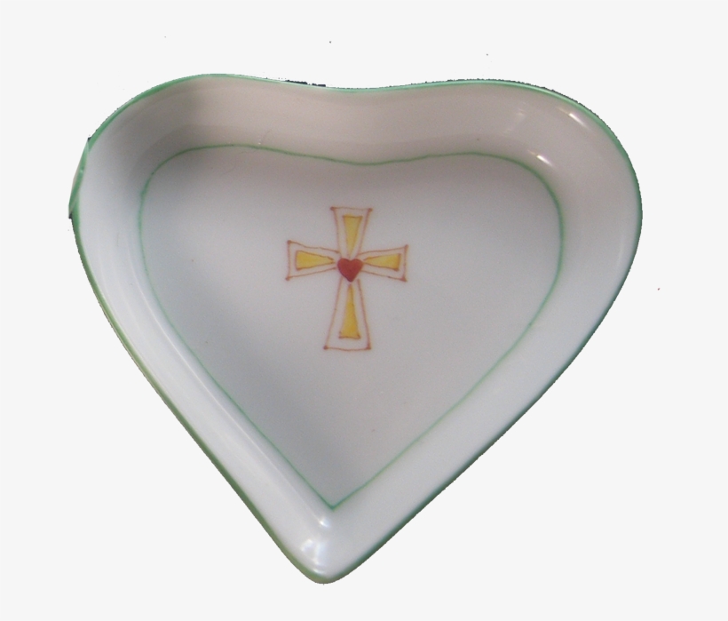 Hand Painted Porcelain Holiday Heart - Cross, transparent png