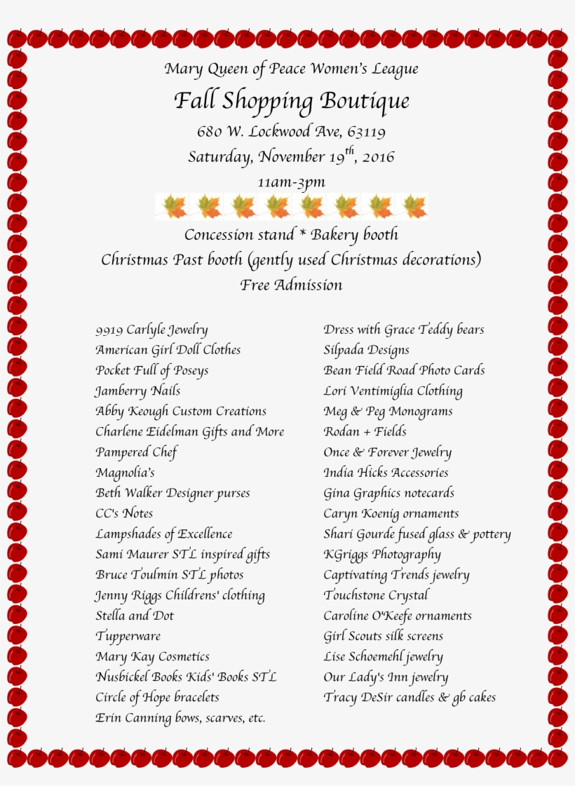 Women's League Fall Shopping Boutique November 19th - Activity Some Or Any, transparent png