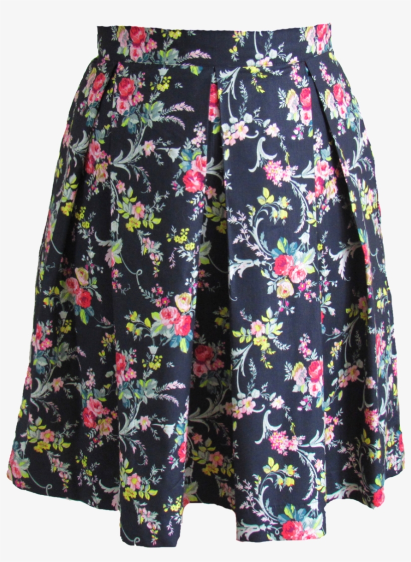 Black Floral Hartley Skirt Knee Length Pleated Skirt, transparent png
