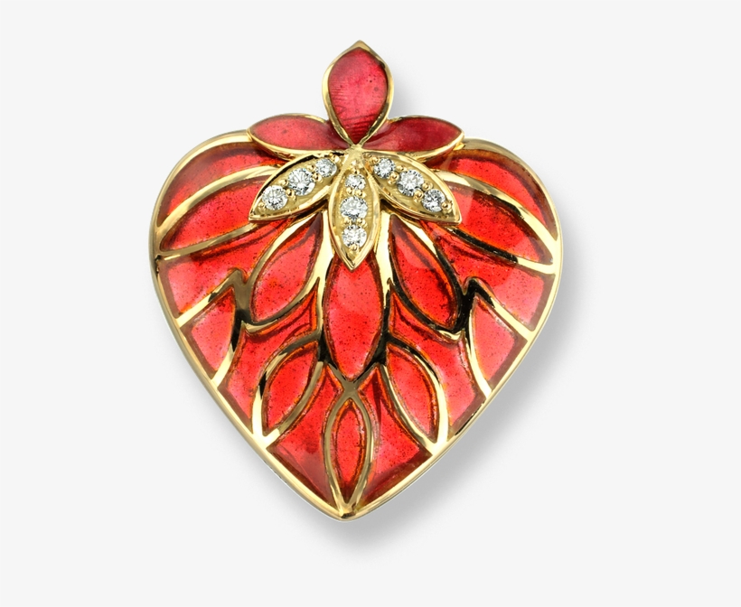 Nicole Barr Designs 18 Karat Gold Plique A Jour Heart - Diamonds Red Heart Necklace - 18k Gold 18 Inch - Nng038wa, transparent png