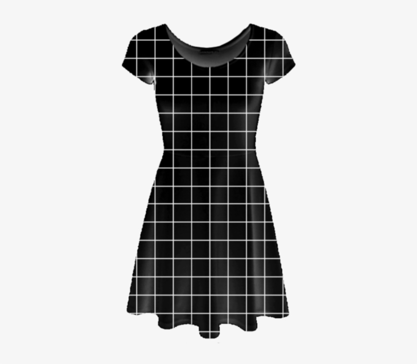 Black Grid Skater Dress - Vestido Xadrez De Manga Curta, transparent png