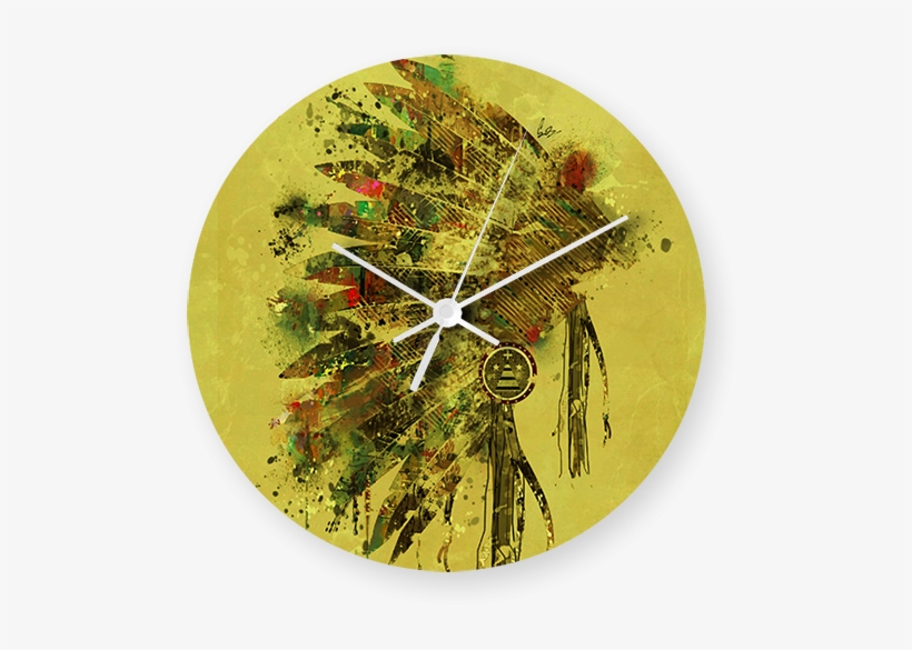 Native American Headdress Art Printed Wall Clock - Pillows Shams Colorful Indian Headwear Printed Pattern, transparent png