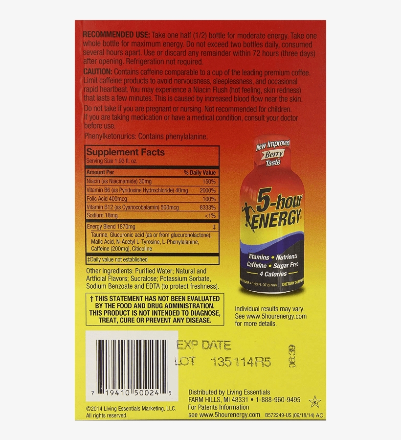 5 Hour Energy - 5 Hour Energy, Berry, 6 Count, transparent png