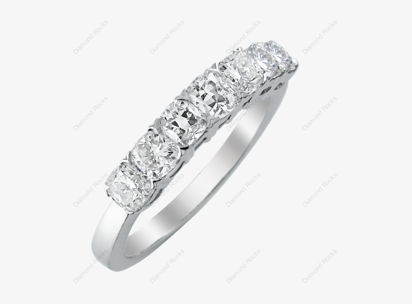 30ct Cushion Diamond Half Eternity Ring In 18k White - Eternity Ring, transparent png