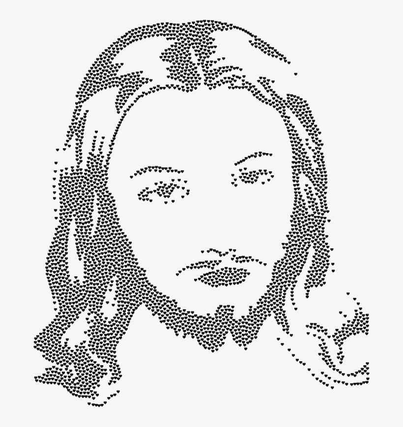 Jesus Christ Face Silhouette Hearts Black - Jesus, transparent png