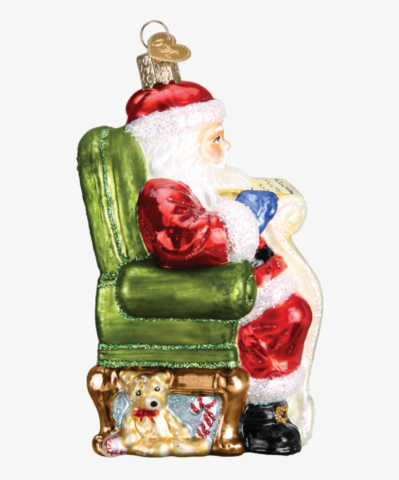 Santa Checking His List 40300 Old World Christmas Ornament, transparent png