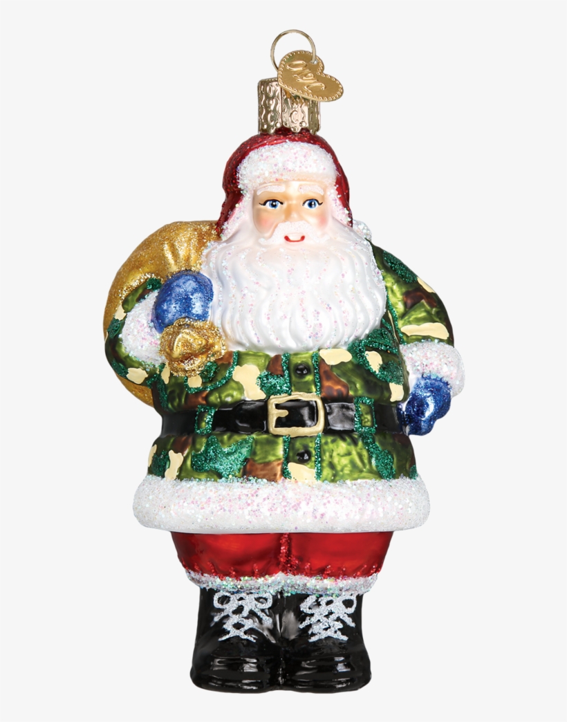 Get Ready With Our Camo Santa Ornament - Old World Christmas, transparent png