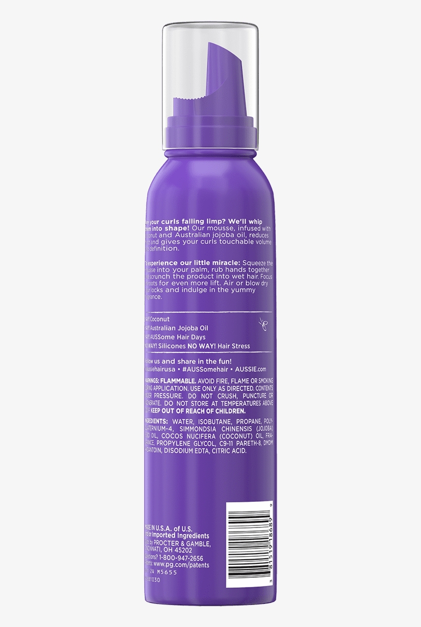 Aussie Miracle Curls Mousse - Bottle, transparent png