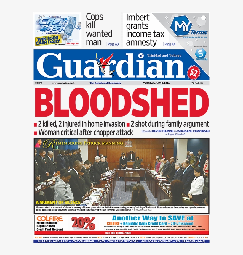 Tuesday 5th July, - Trinidad And Tobago Guardian, transparent png