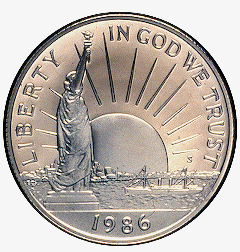 1986 Us Liberty Half Dollar Coin - 1986 Half Dollar Value, transparent png
