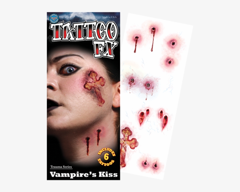 Vampire's Kiss Halloween Temporary Tattoo Fx, transparent png