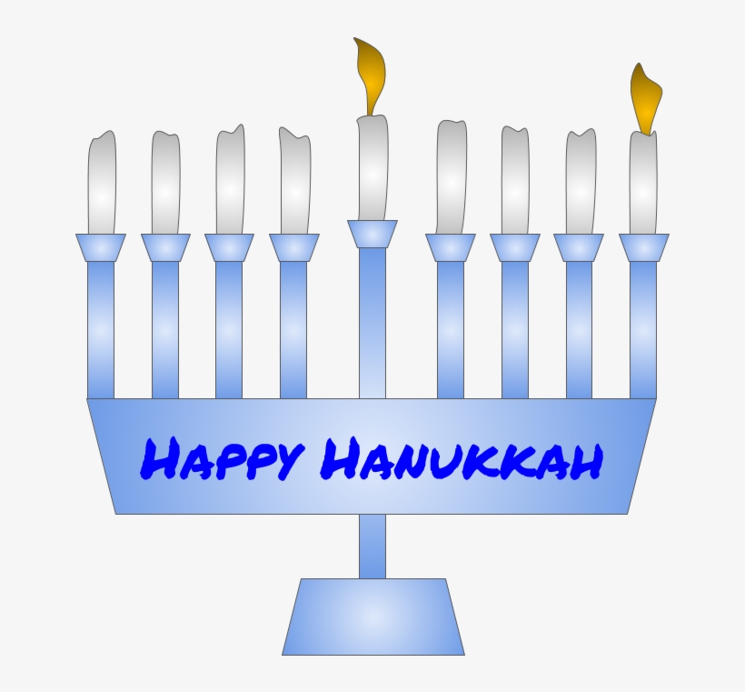 Menorah, Hanukkah, First Night Candle Lit, Blue, Png Menorah