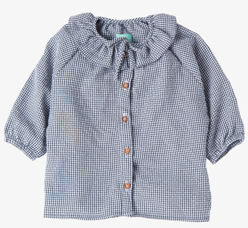 Black And White Seersucker Ruffle Collar Blouse - Ruffle, transparent png