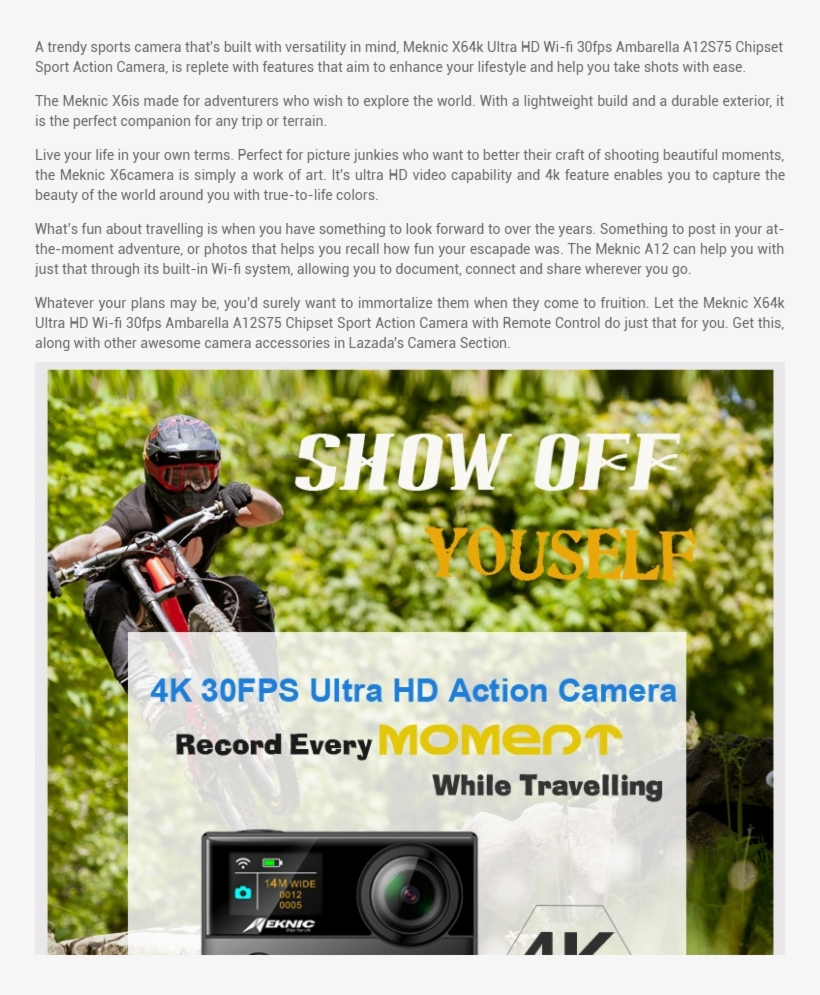 Meknic X6 4k Ultra Hd Wi-fi 30fps Ambarella A12s75 - 4k Resolution, transparent png