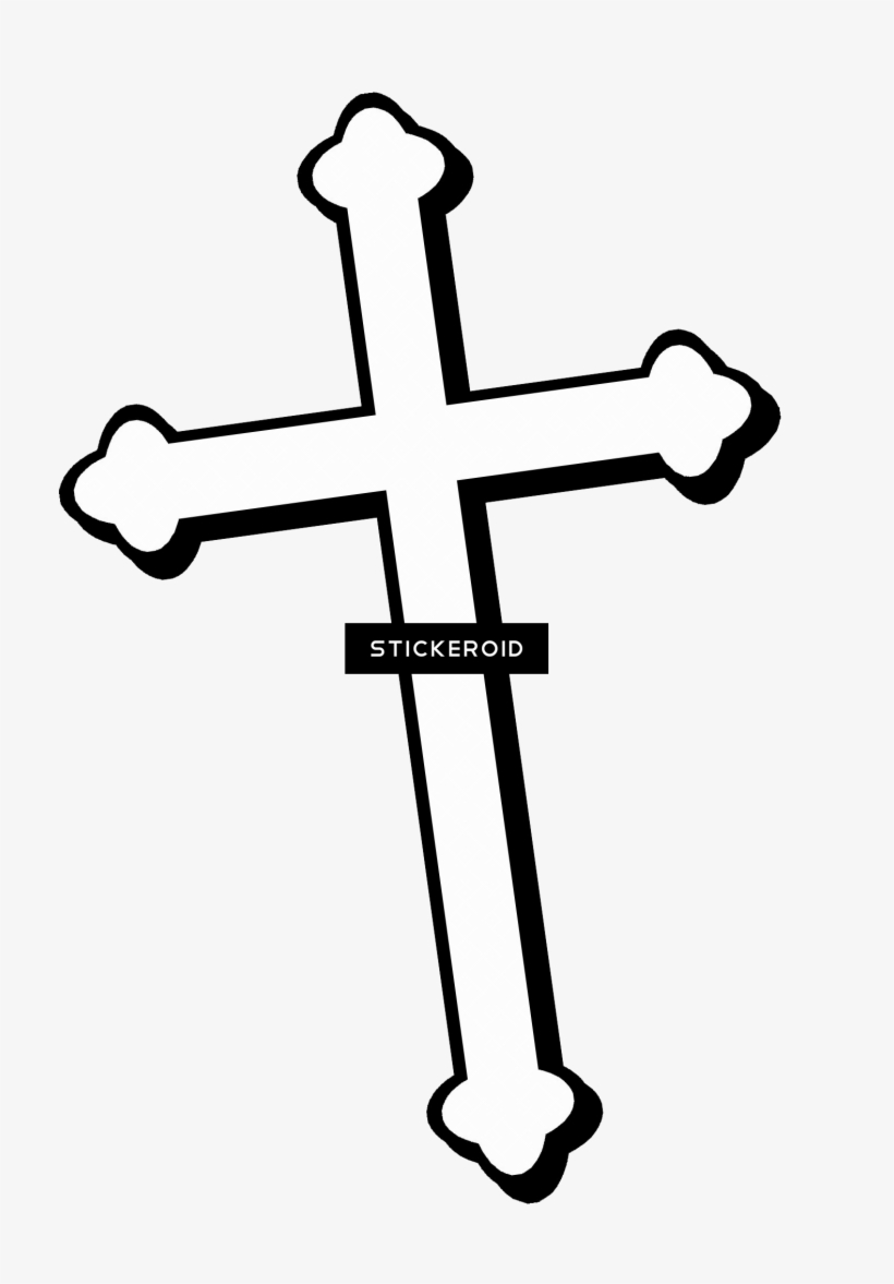 Christian Cross - Elegant Christian Cross Oval Sticker, transparent png