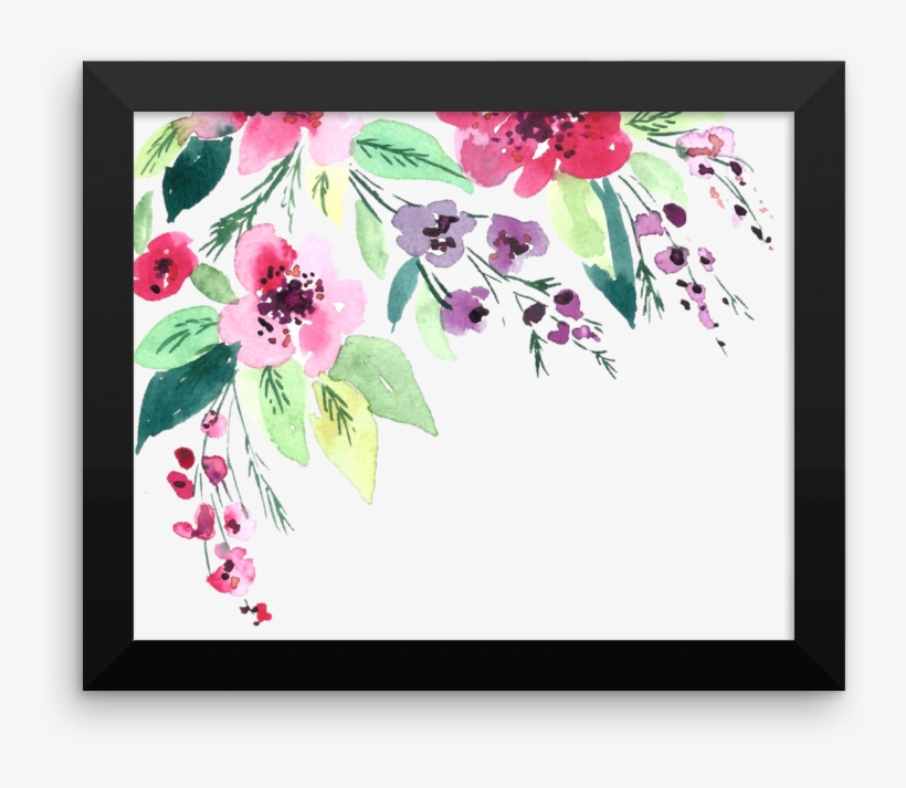 Watercolor Flowers Framed Poster - Canvas Print, transparent png