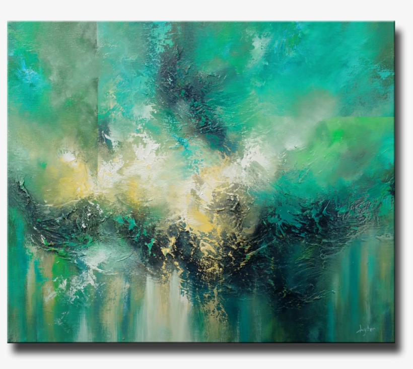 "waves Of Emerald And Gold\ - Green And Gold Painting, transparent png
