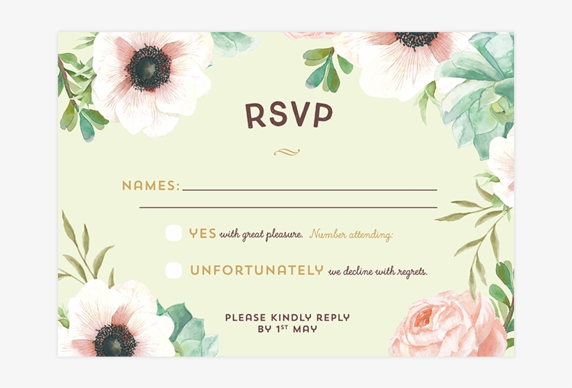 Custom Wedding Response Card Invitation - Garden Roses, transparent png