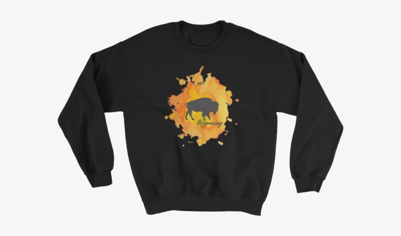 Wyoming Watercolor Burst Bison Sweatshirt - Ohio Watercolor Flower Home State Unisex Sweatshirt, transparent png