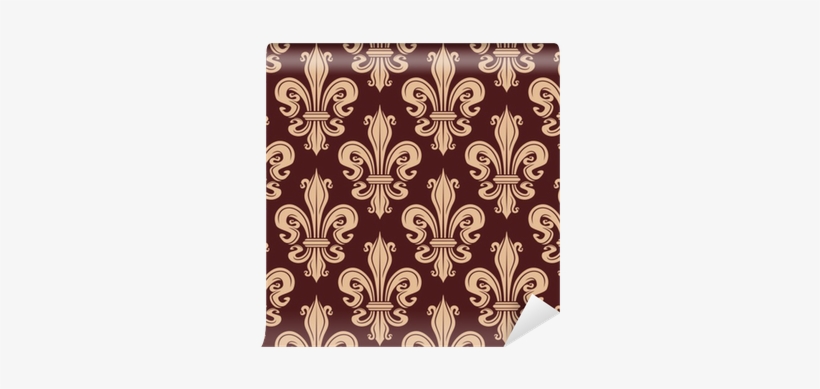 Brown And Beige Seamless Fleur De Lis Pattern Wallpaper - Seamless, transparent png