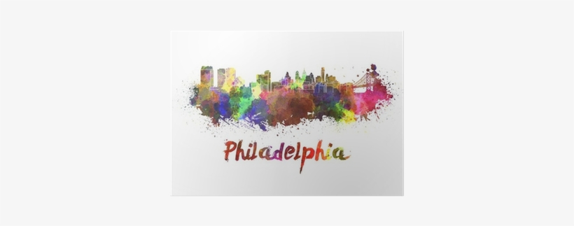 Art Print: Paulrommer's Philadelphia Skyline In Watercolor,, transparent png