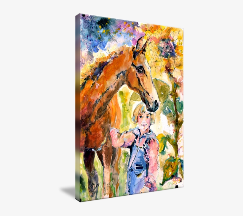 "best Friends Original Watercolor Ink Painting By" - Gallery-wrapped Canvas Art Print 36 X 48 Entitled Best, transparent png