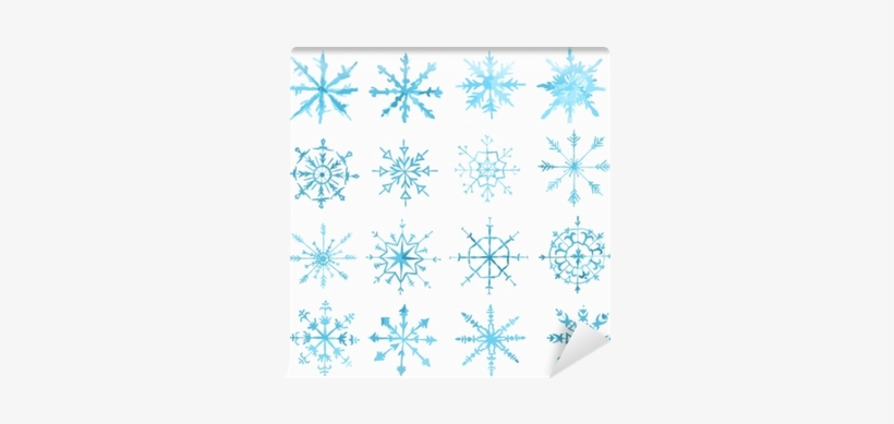 Watercolor Snowflackes Set On White Background - Watercolor Painting, transparent png
