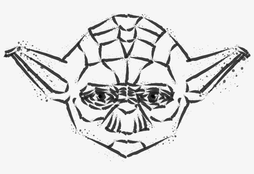 Meister Yodas Gesicht ´´schwarz-verspielt´´ - Drawing, transparent png