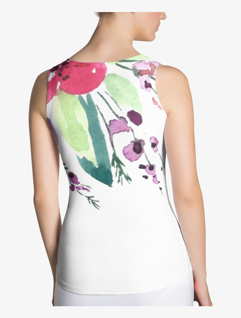 Watercolor Floral Sublimation Cut & Sew Tank Top - Girl, transparent png