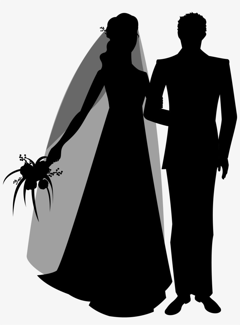 Wedding Couple Silhouette Clip Art - Wedding Couple Silhouette Png, transparent png