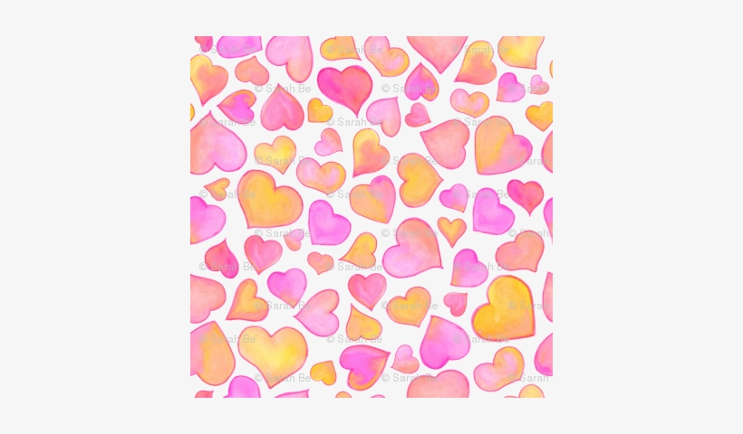 Watercolor Hearts In Pink And Yellow - Heart, transparent png