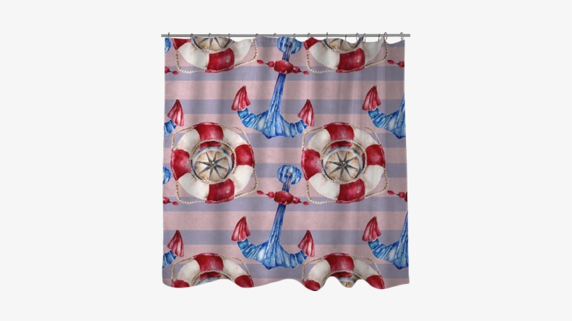 Seamless Pattern With Lifebuoy, Anchor And Compass - Patchwork, transparent png