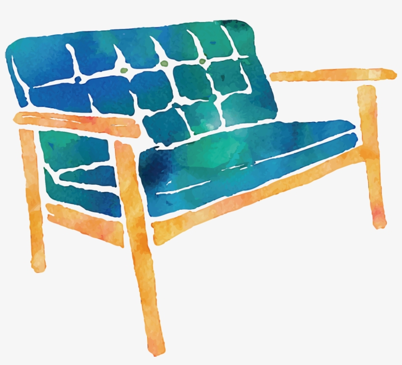 Outdoor Drawing Watercolor Jpg Transparent Download - Watercolor Sofa, transparent png