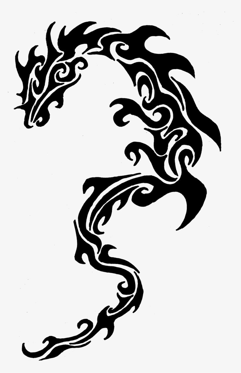 Tribal Dragon Design Black And White - Dragon, transparent png