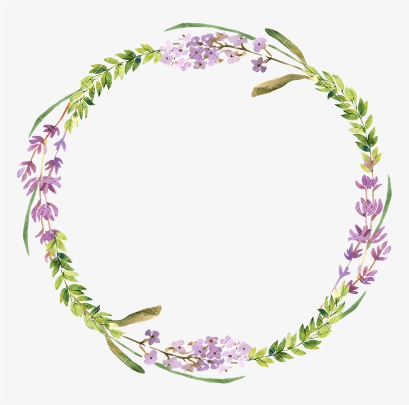 Water Color Wreath Png - Watercolor Lavender Wreath Png, transparent png