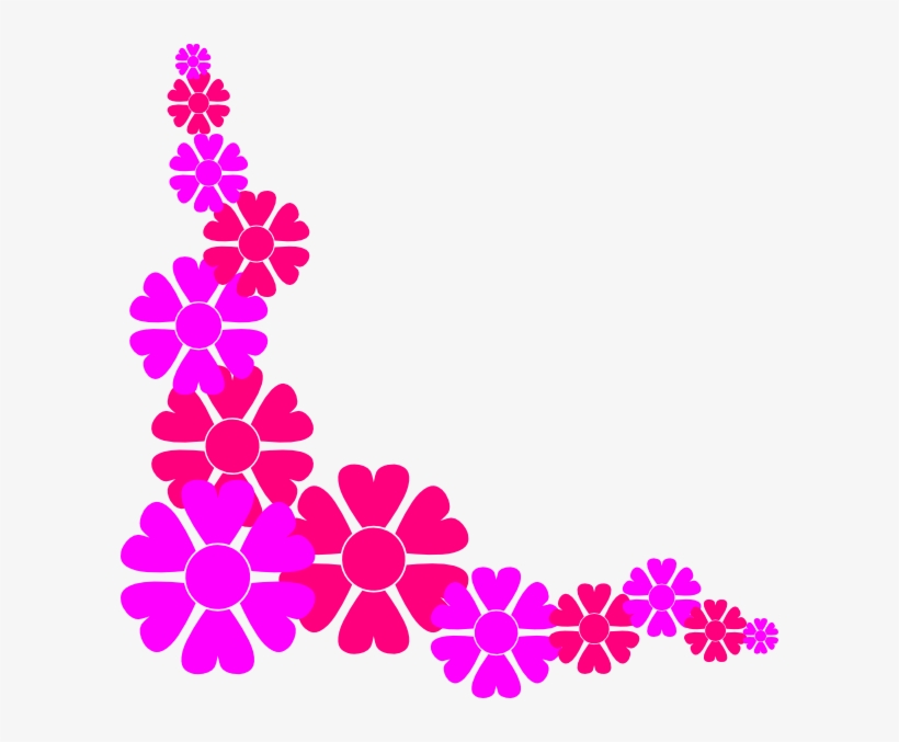 Flower Border For Girls Clip Art At Clker - Pink Flowers Border Clip Art, transparent png