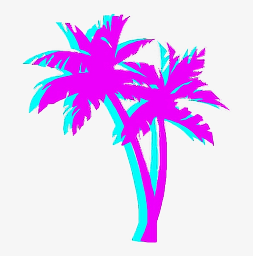 Palmtree Palm Night Japan Tumblr Aesthetic - Vaporwave Palm Tree, transparent png