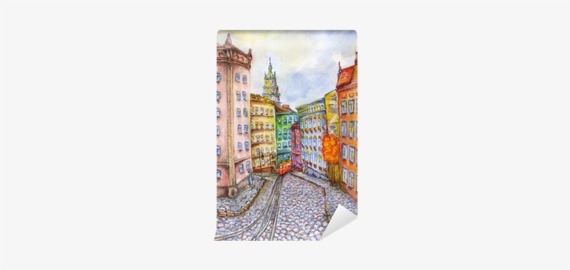 Beautiful Watercolor Hand Drawing Illustration Of City - Beautiful City Drawing, transparent png