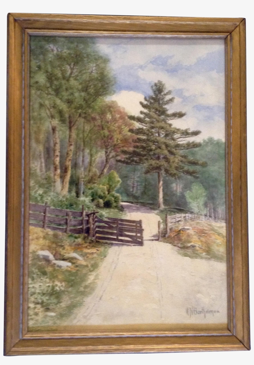 William Newton Bartholomew Painting, Old Wooden Gate - Watercolor Painting, transparent png