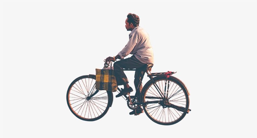 Person Riding Bike Png - Indian Man Riding Bicycle, transparent png