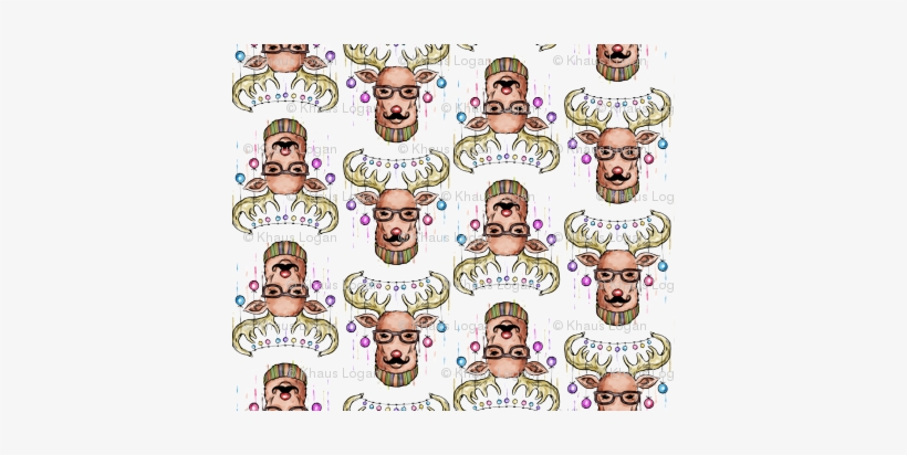 Christmas Reindeer Hipsters Watercolor Lights Hipster - Quadro A3 Moustache Deer, transparent png