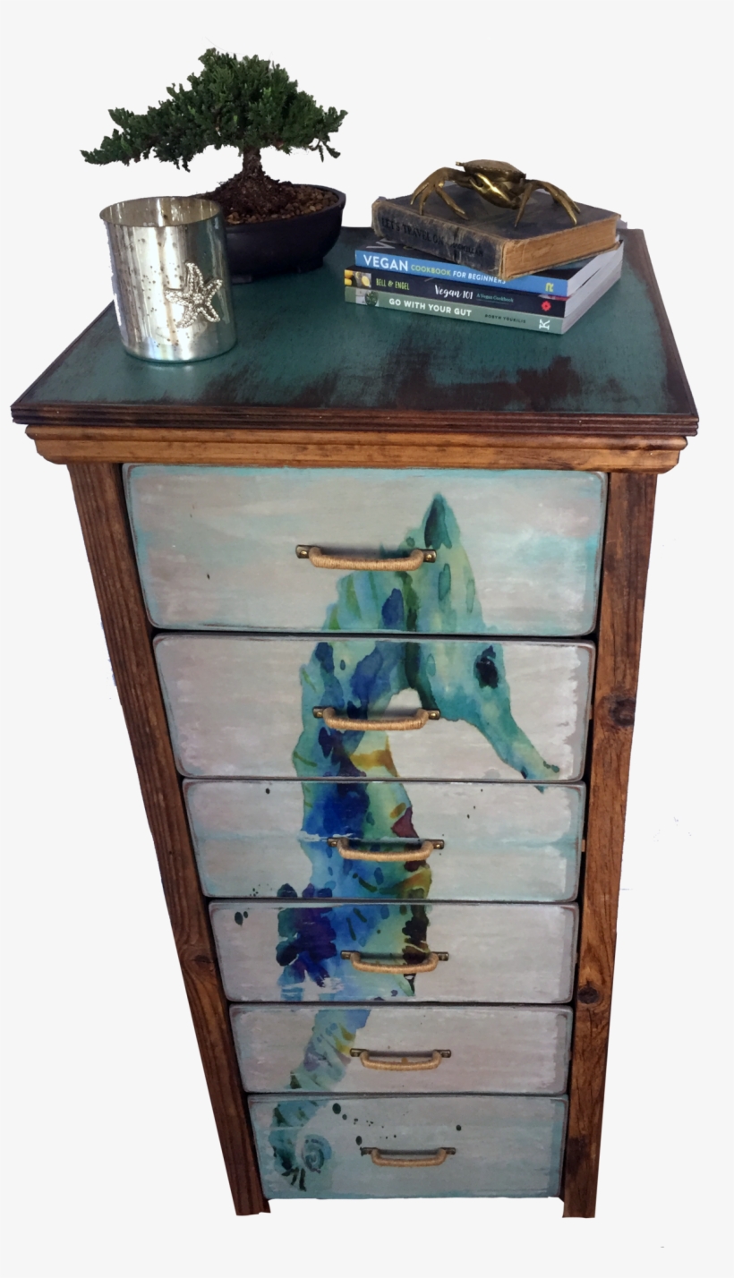Seahorse Watercolor 6 Drawer Chest - Furniture, transparent png