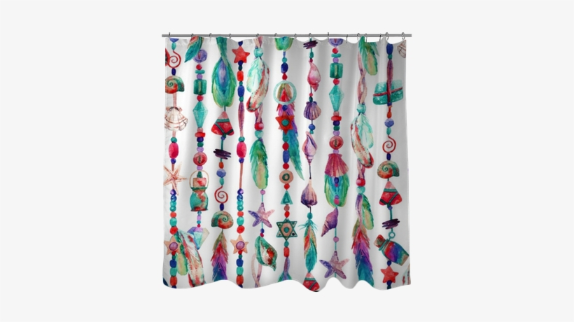 Watercolor Colorful Chains With Sea Shells, Beads, - Seashell, transparent png