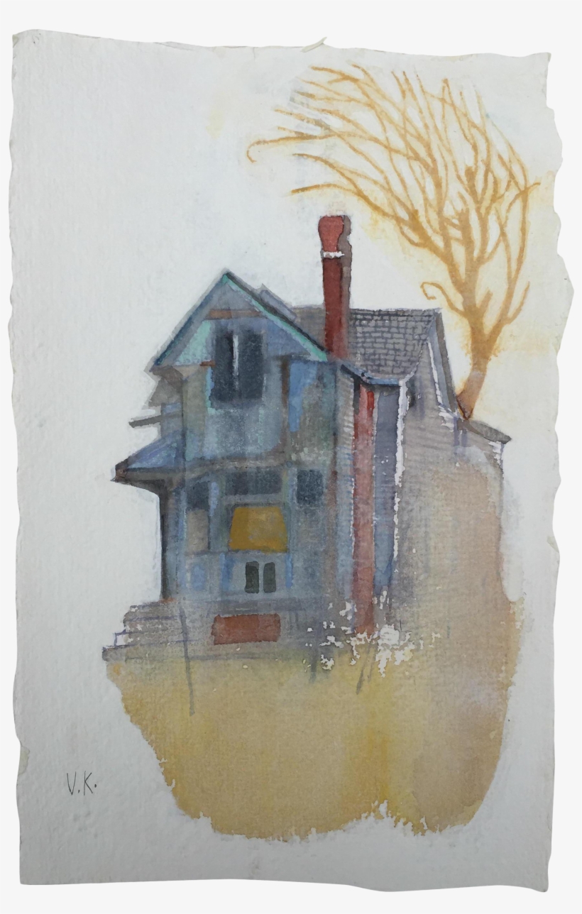 Gray House - Watercolor Painting, transparent png