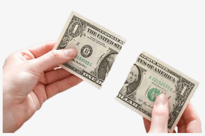 Dollar Bill Ripped In Two - 1 Us Dollar, transparent png