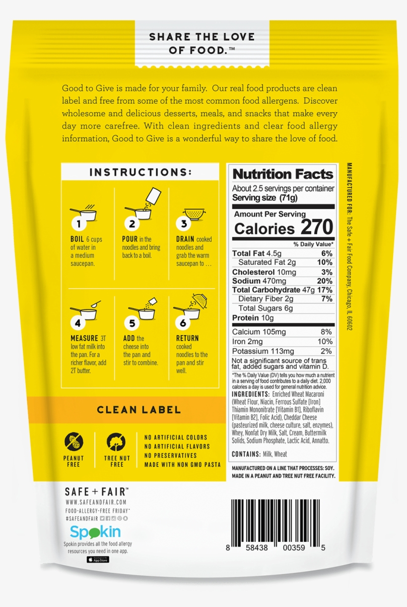 Mac & Cheese - The Safe + Fair Food Company, transparent png