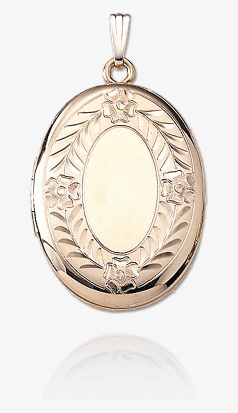Engraved Flower Wreath Locket - 14k White Gold Engraved Oval Locket Necklace, transparent png