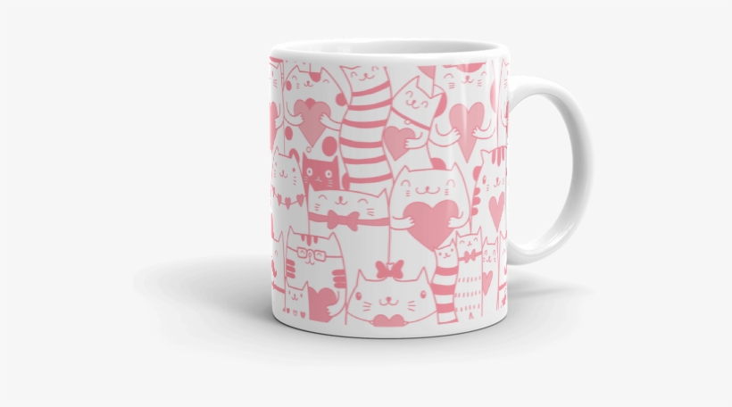 Heart You Multi-pattern Cat Pink And White Mug - Moiko Silk Screen – 7.15, transparent png