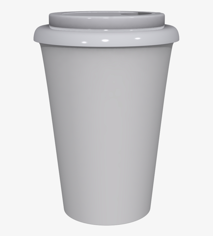 12 Oz Travel Mug With White Cap - Plastic, transparent png